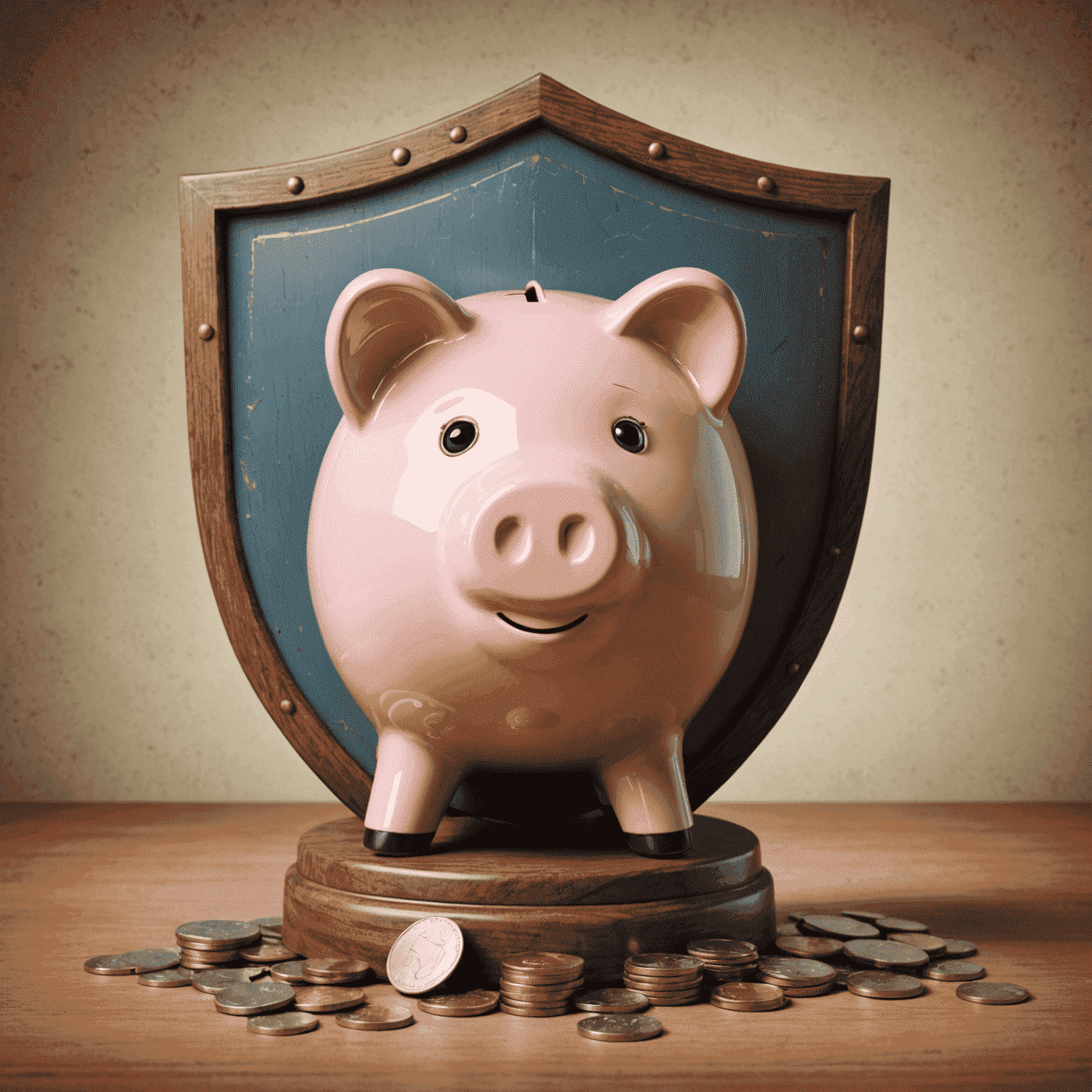 Illustration of a piggy bank with a shield, symbolizing protection through emergency savings