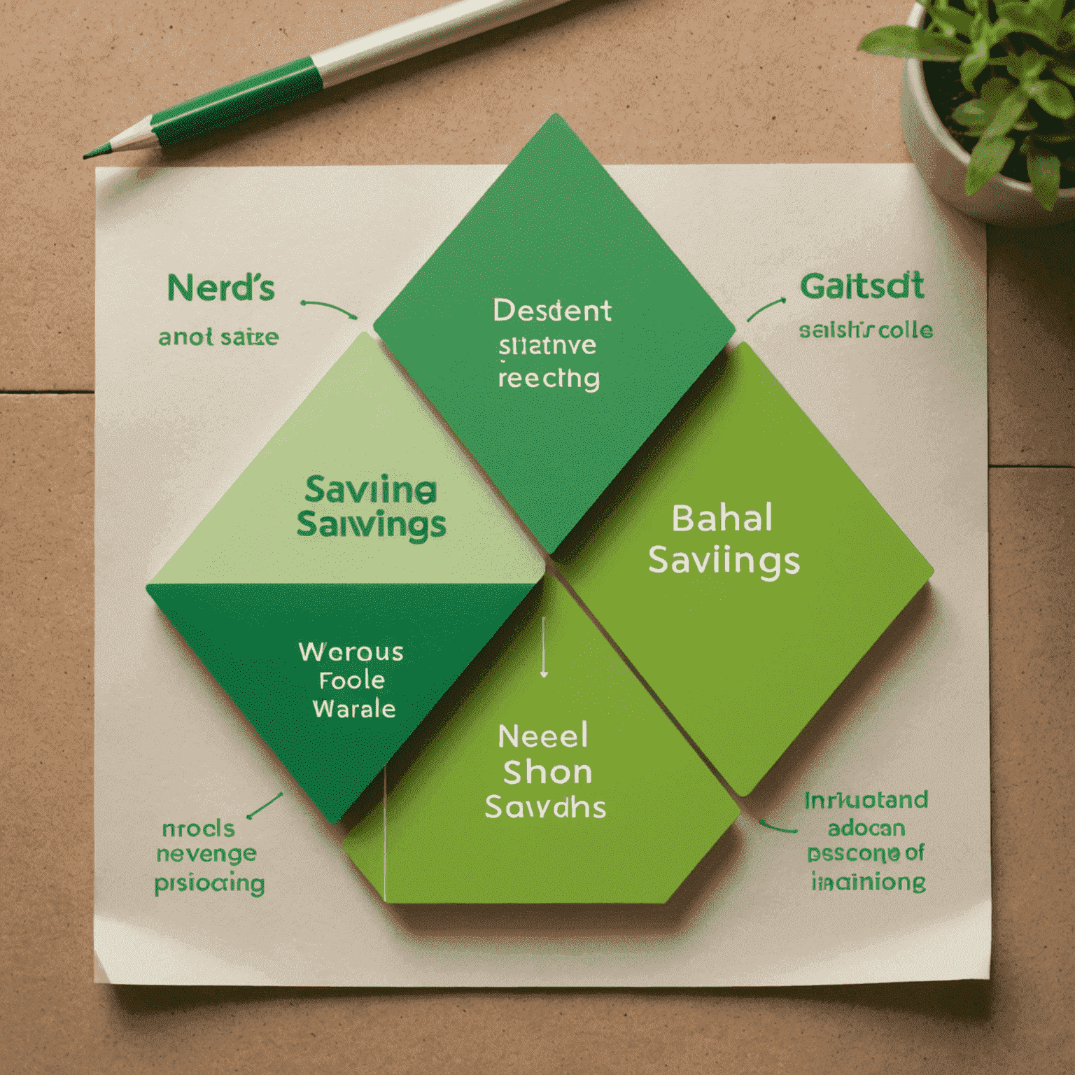 A visual representation of the 50/30/20 budgeting rule, showing three sections of a rectangle in different shades of green, labeled 'Needs', 'Wants', and 'Savings'.