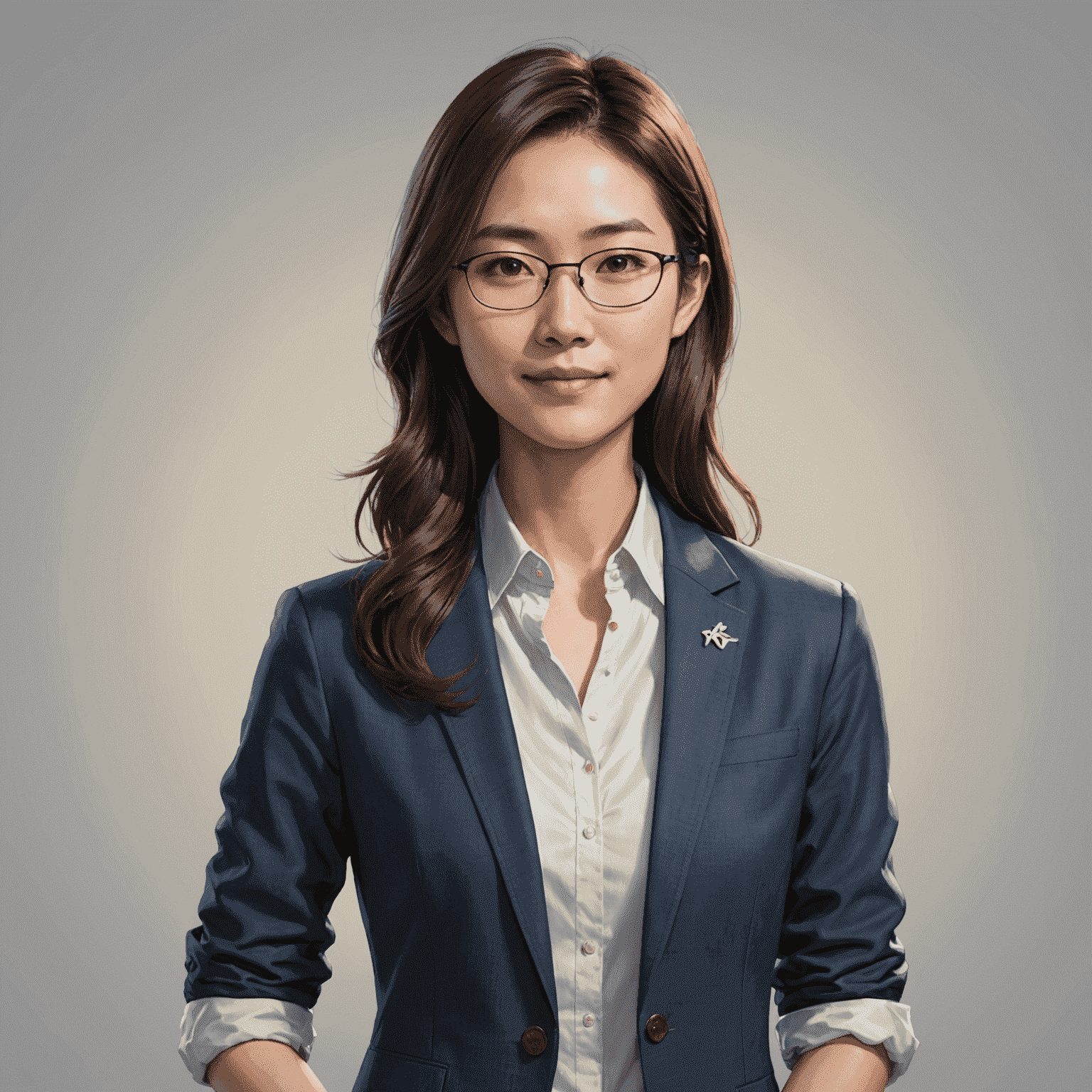 Portrait of Mei Yamamoto, a Japanese community manager with a friendly expression, wearing smart casual clothing