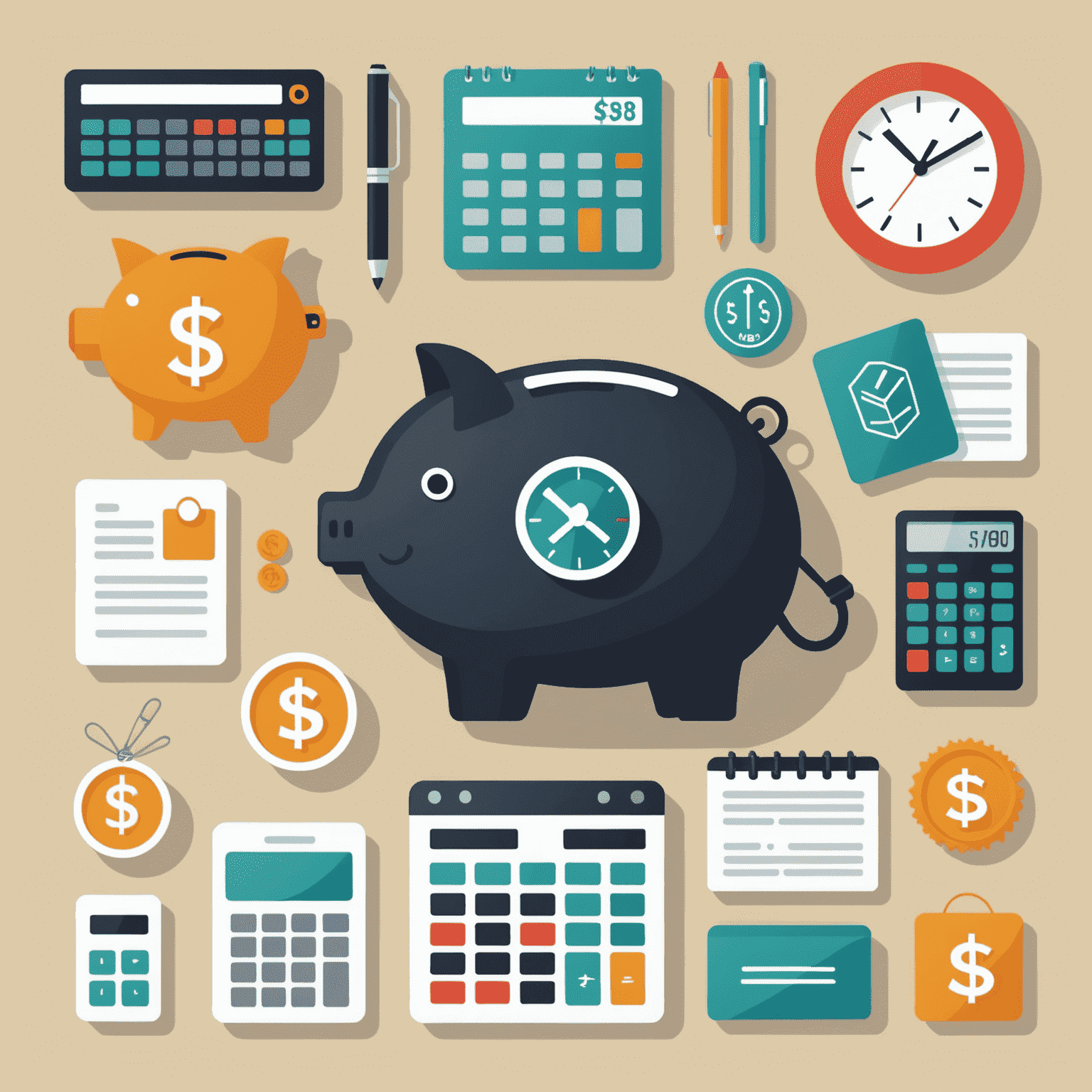 An illustration showing common budgeting mistakes: overspending, forgetting expenses, and not saving. The image uses icons and symbols to represent these errors in a visually appealing manner.