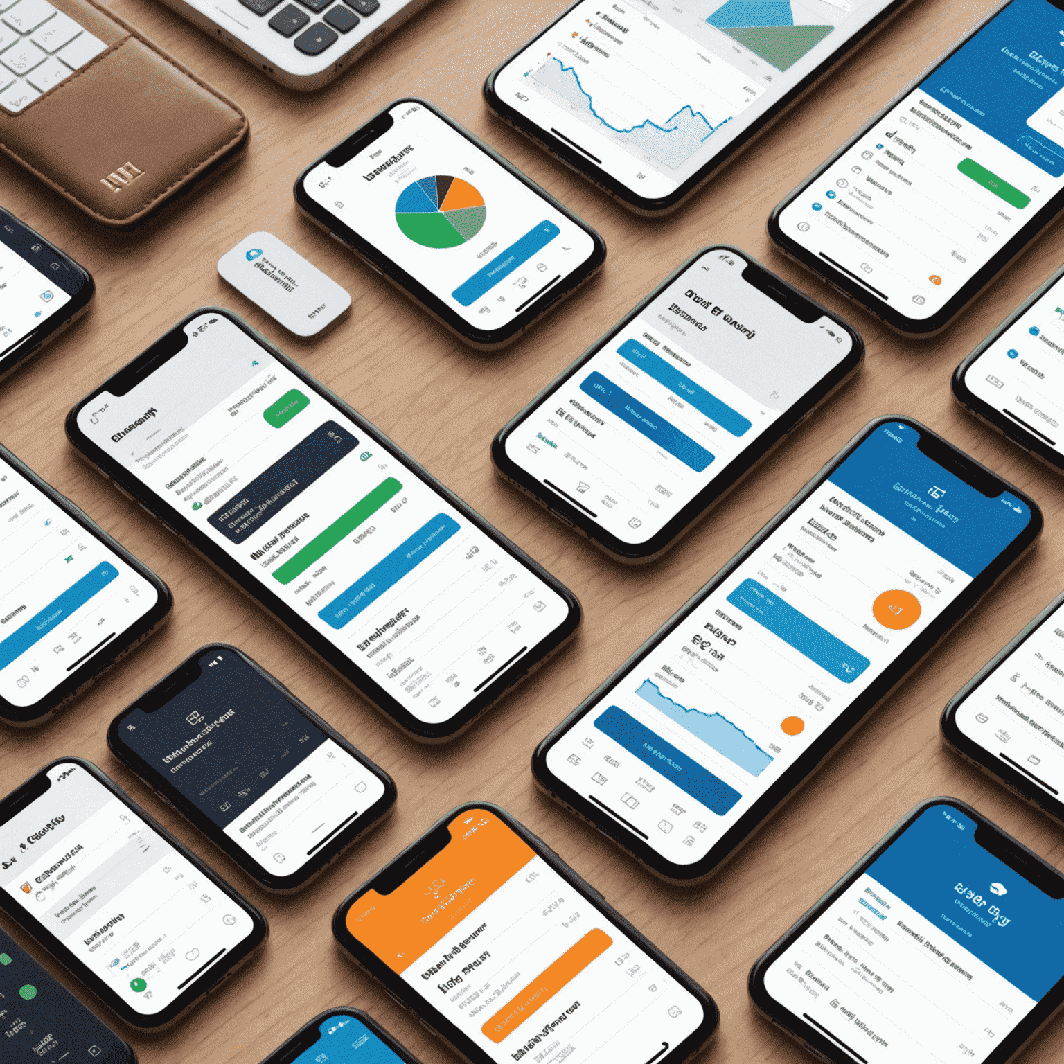 A collage of various budgeting app interfaces on smartphone screens. The image shows different features like expense tracking, savings goals, and financial reports, highlighting the diversity of available tools.